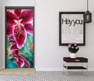 3D Red Flowers 3190 Skromova Marina Door Mural