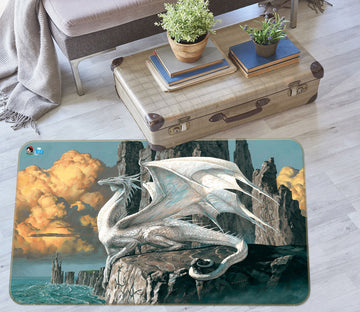 3D White Dragon 5151 Ciruelo Rug Non Slip Rug Mat