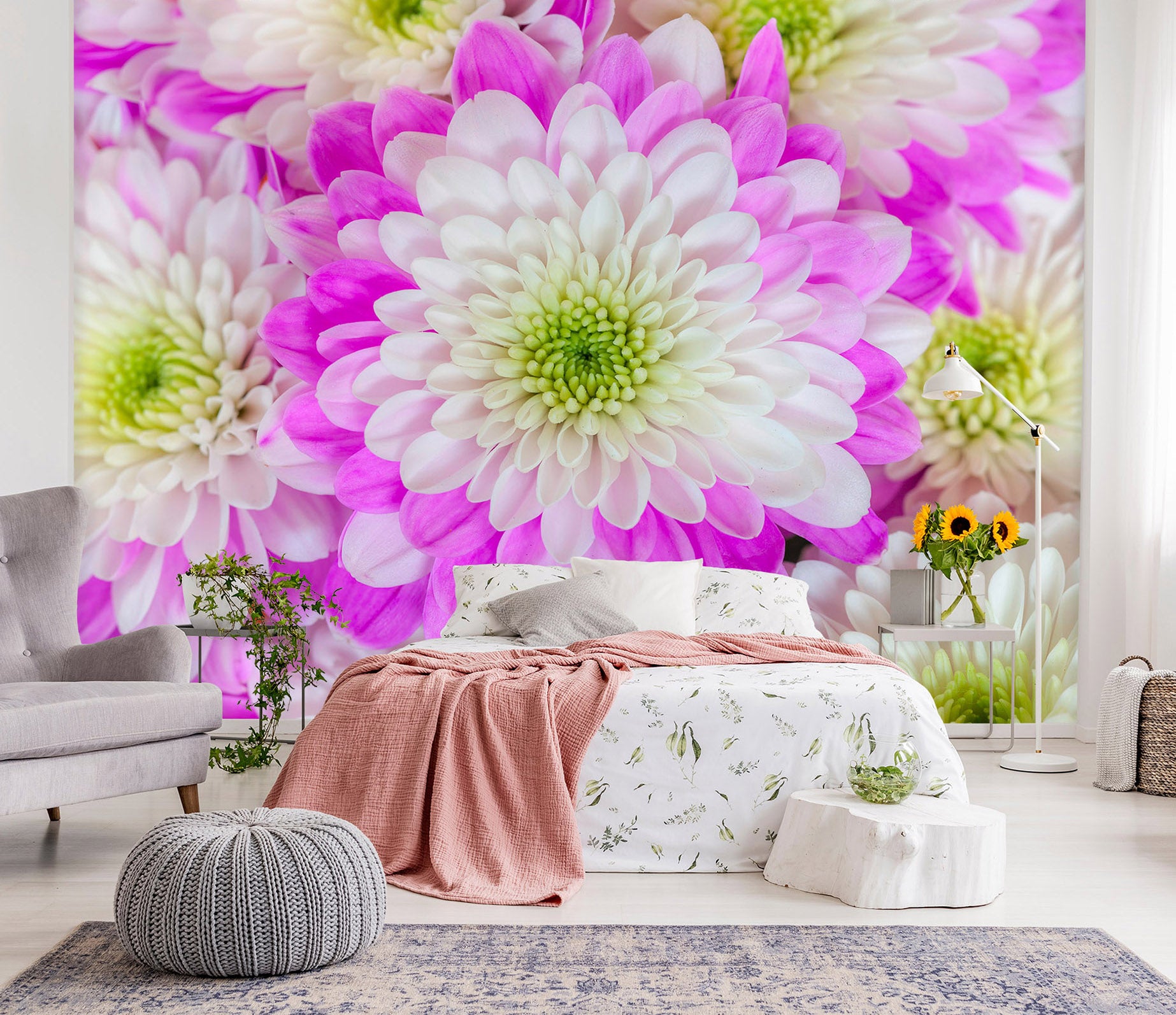 3D White Chrysanthemum 1422 Assaf Frank Wall Mural Wall Murals