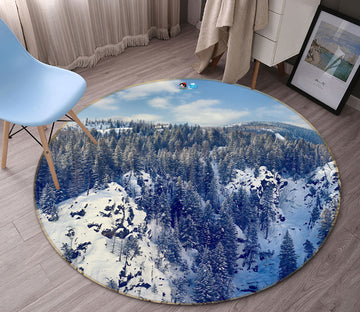 3D Snow Forest 5029 Beth Sheridan Rug Round Non Slip Rug Mat