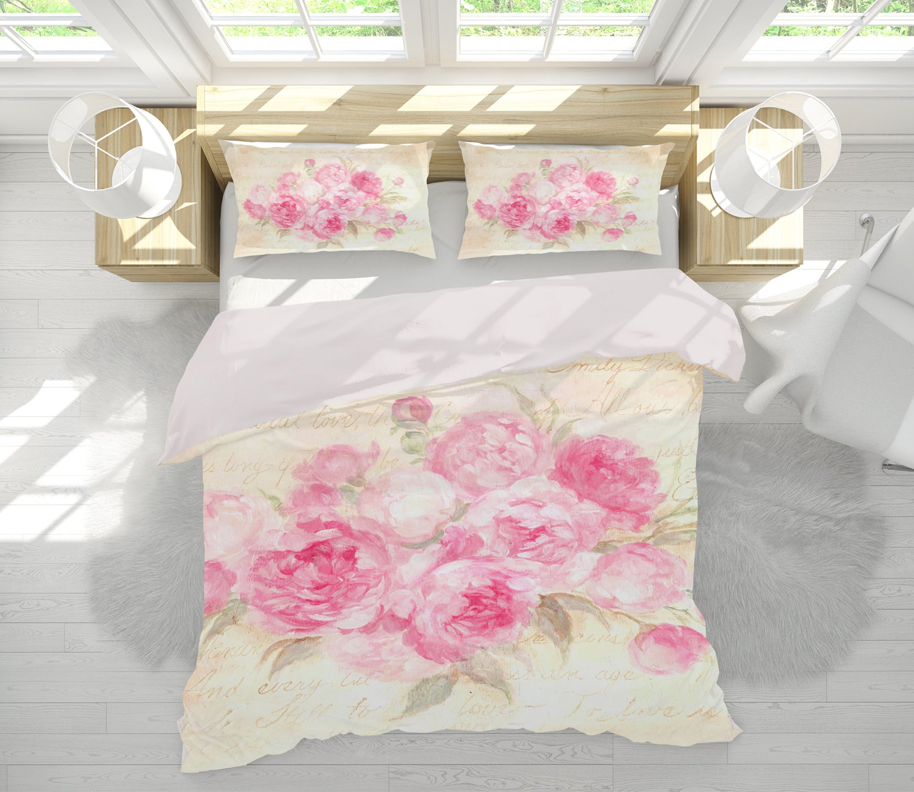 3D Pink Flower Bush 2120 Debi Coules Bedding Bed Pillowcases Quilt