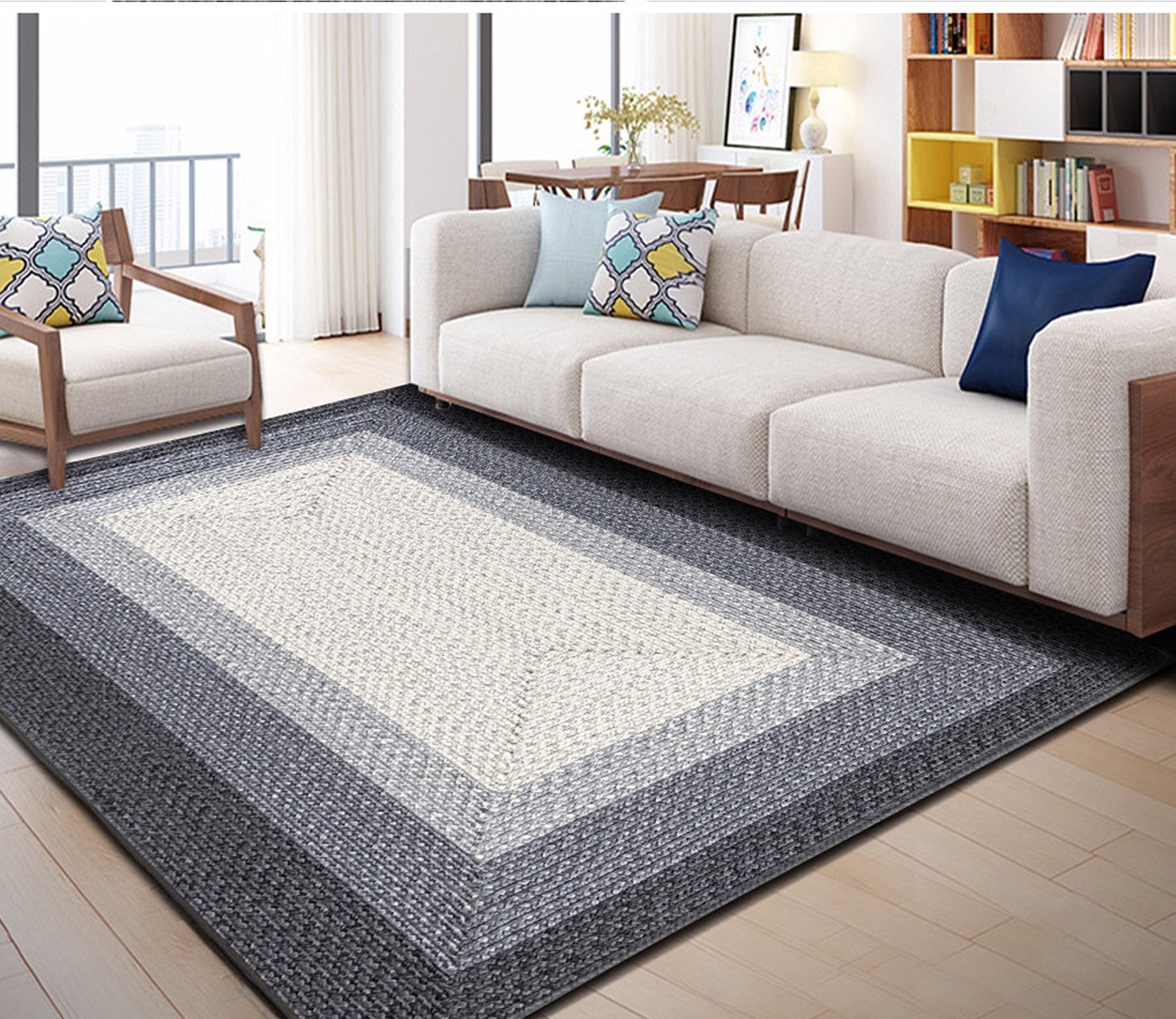 3D Gray Rectangle WG025 Non Slip Rug Mat Mat AJ Creativity Home 