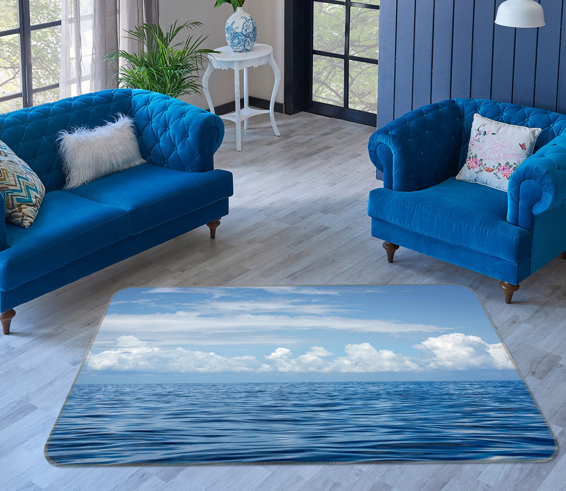 3D Blue Ocean Waves 1103 Marco Carmassi Rug Non Slip Rug Mat