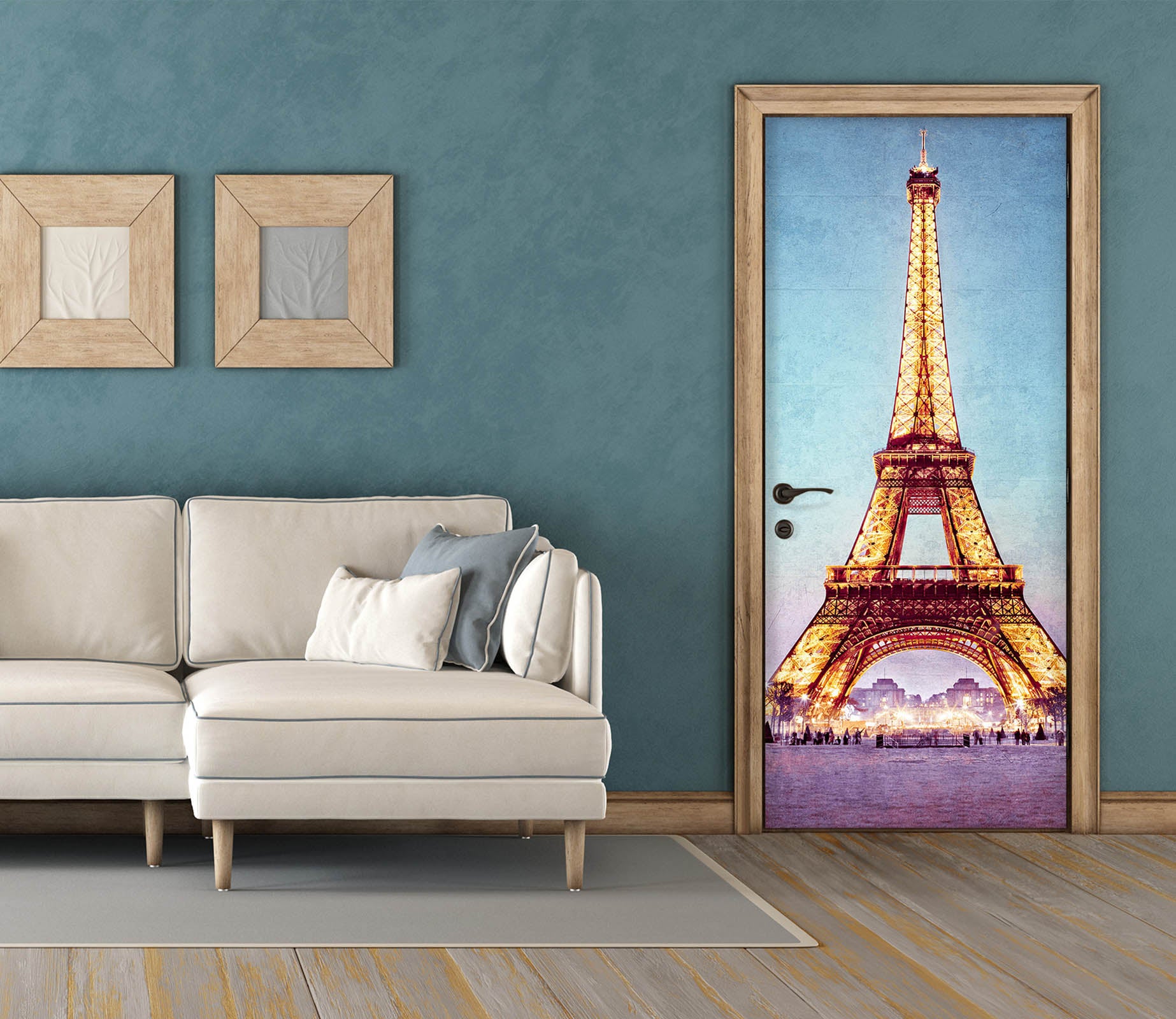 3D Lights Eiffel Tower 10677 Assaf Frank Door Mural