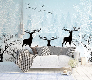 3D Black Tree Fawn WC1893 Wall Murals