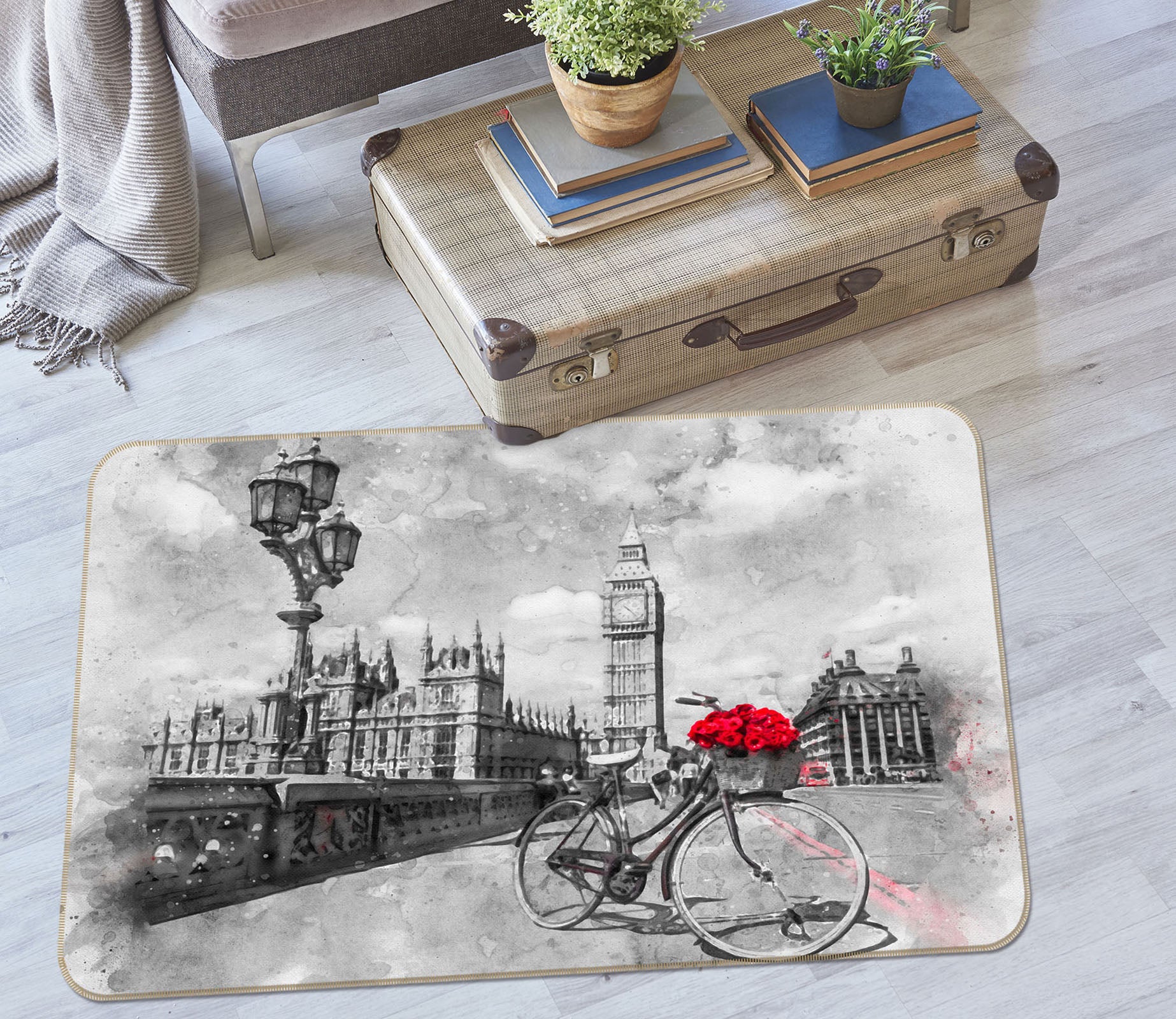 3D Bicycle New York 122 Assaf Frank Rug Non Slip Rug Mat