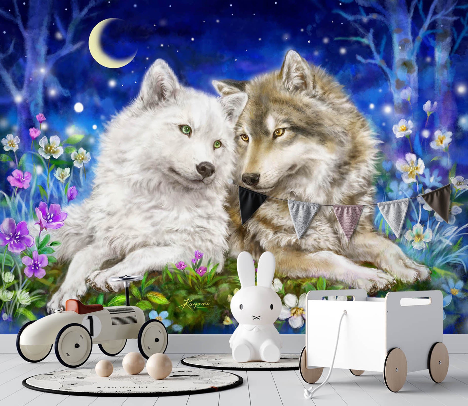 3D Wolf Couple 5525 Kayomi Harai Wall Mural Wall Murals