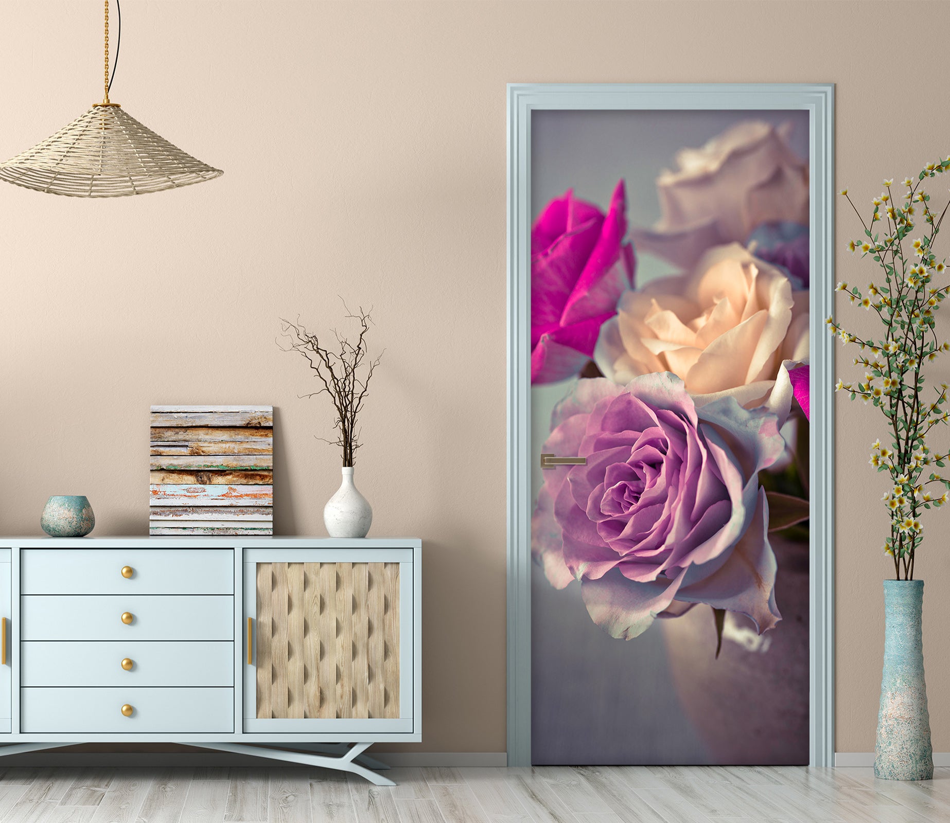 3D Red Purple Rose 106223 Assaf Frank Door Mural