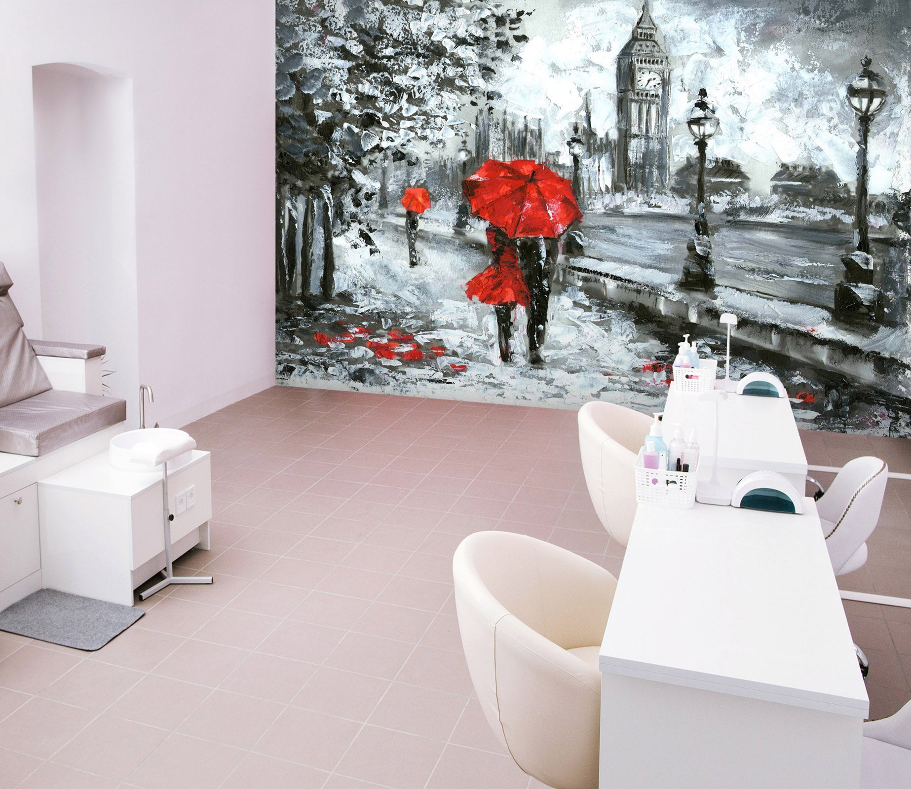 3D Red Umbrella 390 Wall Murals