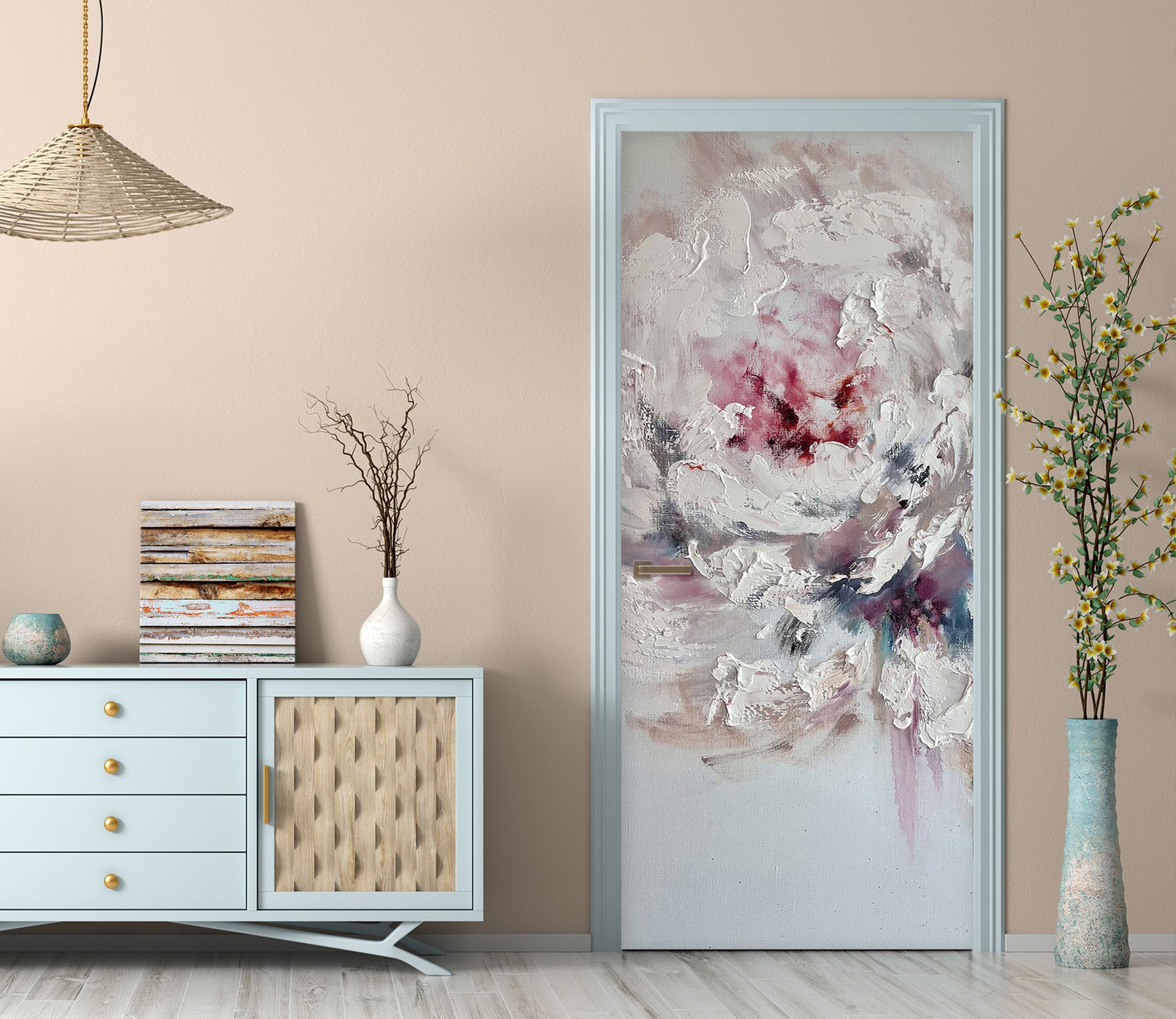 3D Retro Peony 3239 Skromova Marina Door Mural