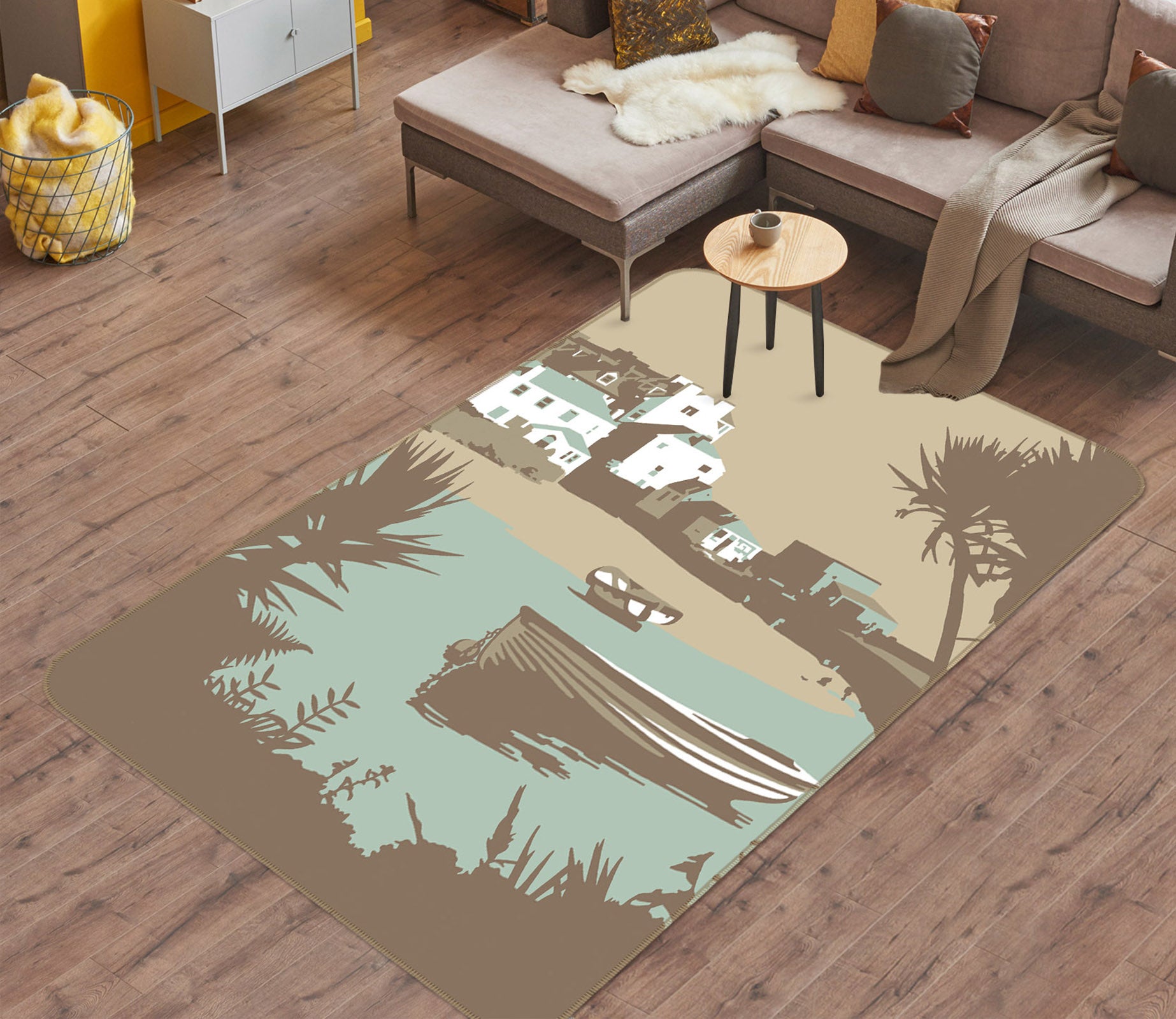 3D River Boat 1152 Steve Read Rug Non Slip Rug Mat