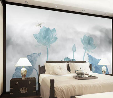 3D Lotus Leaf Dragonfly WC2567 Wall Murals