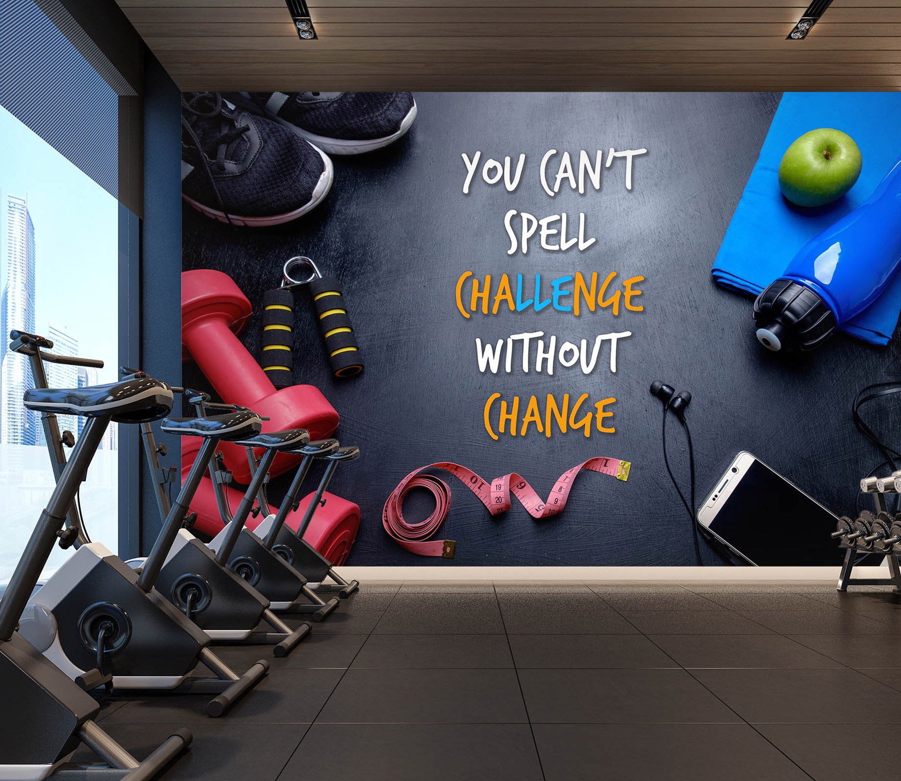 3D Dumbbell Apple 287 Wall Murals