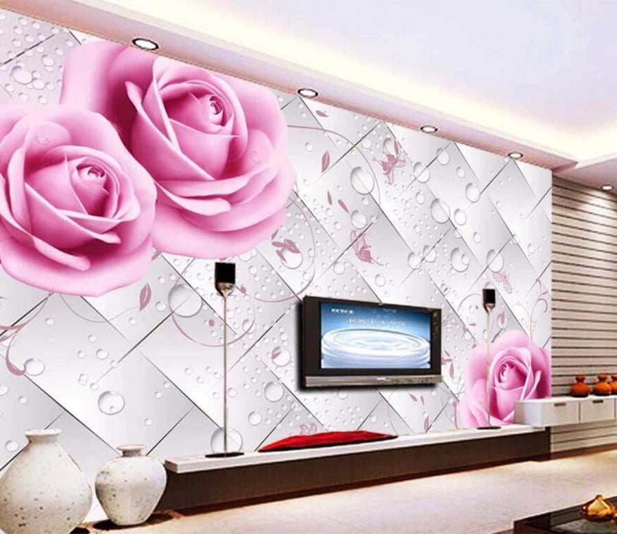 3D Pink Rose WG485 Wall Murals