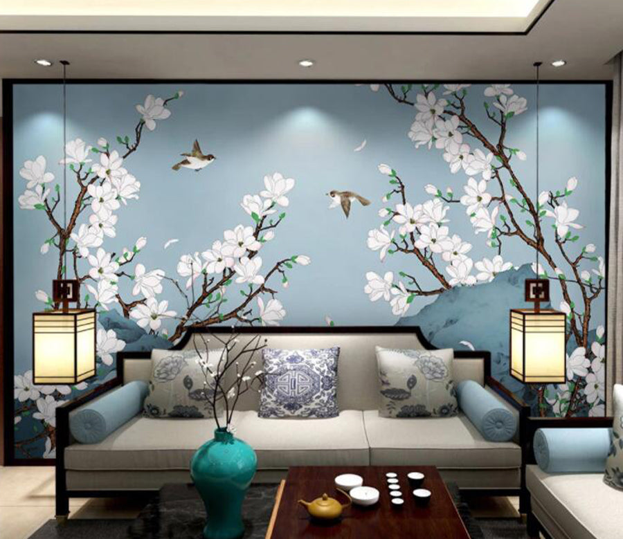 3D White Plum Stone WC2681 Wall Murals