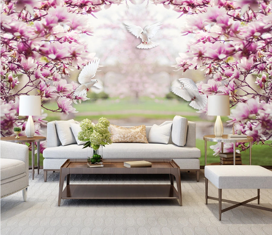 3D Peach Blossom Pigeon WC1809 Wall Murals