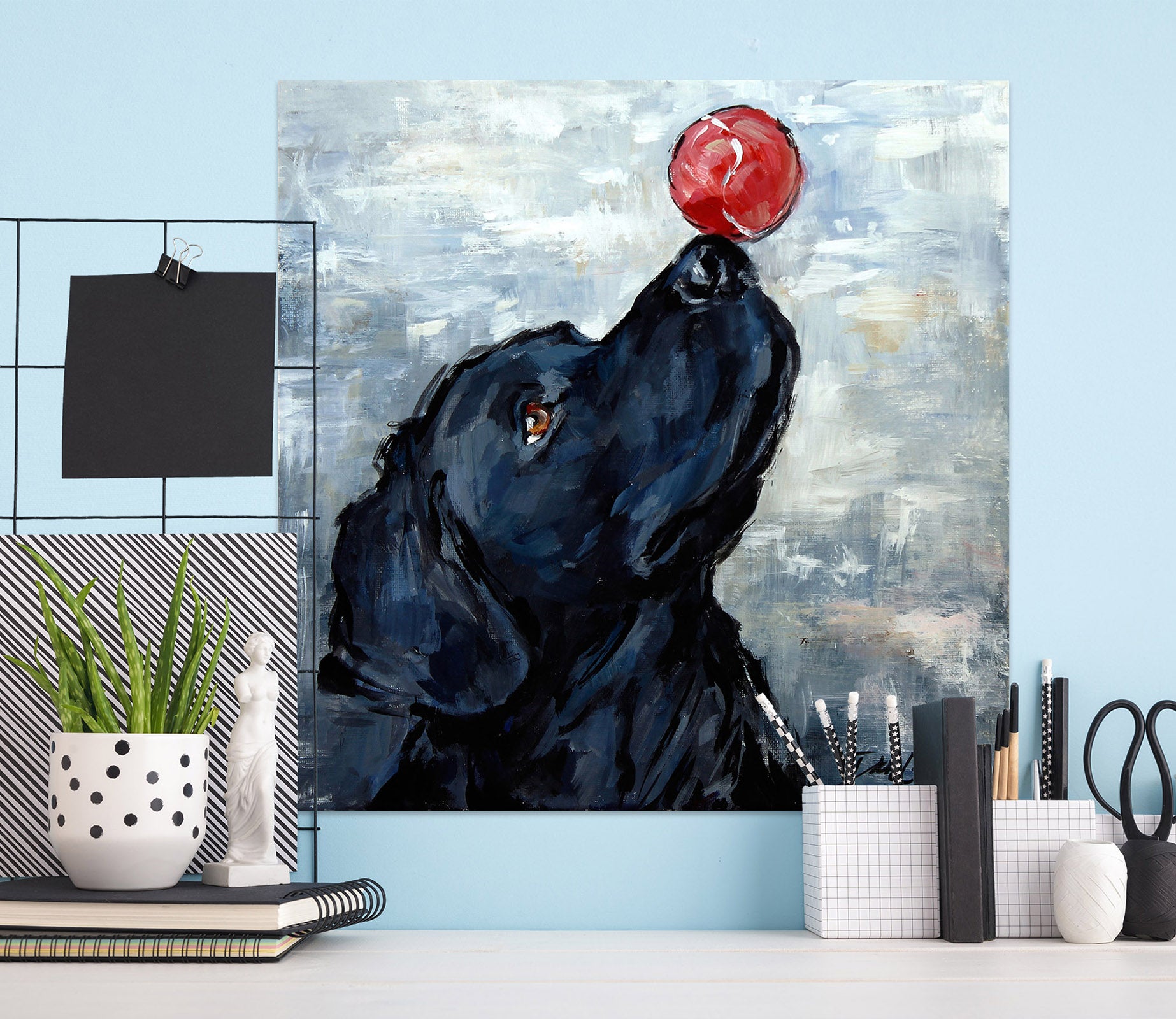 3D Dog Red Ball 006 Debi Coules Wall Sticker