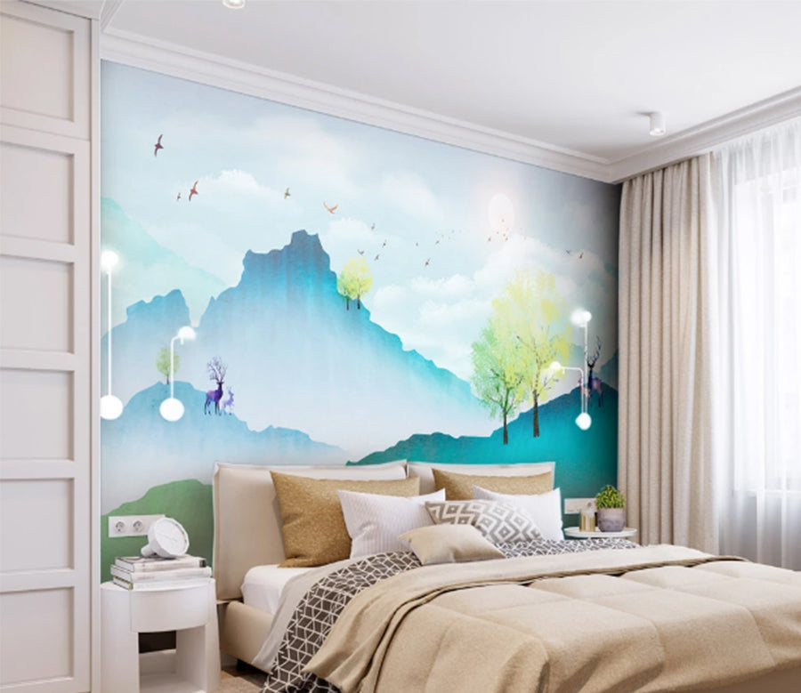 3D Blue Mountain WC1296 Wall Murals