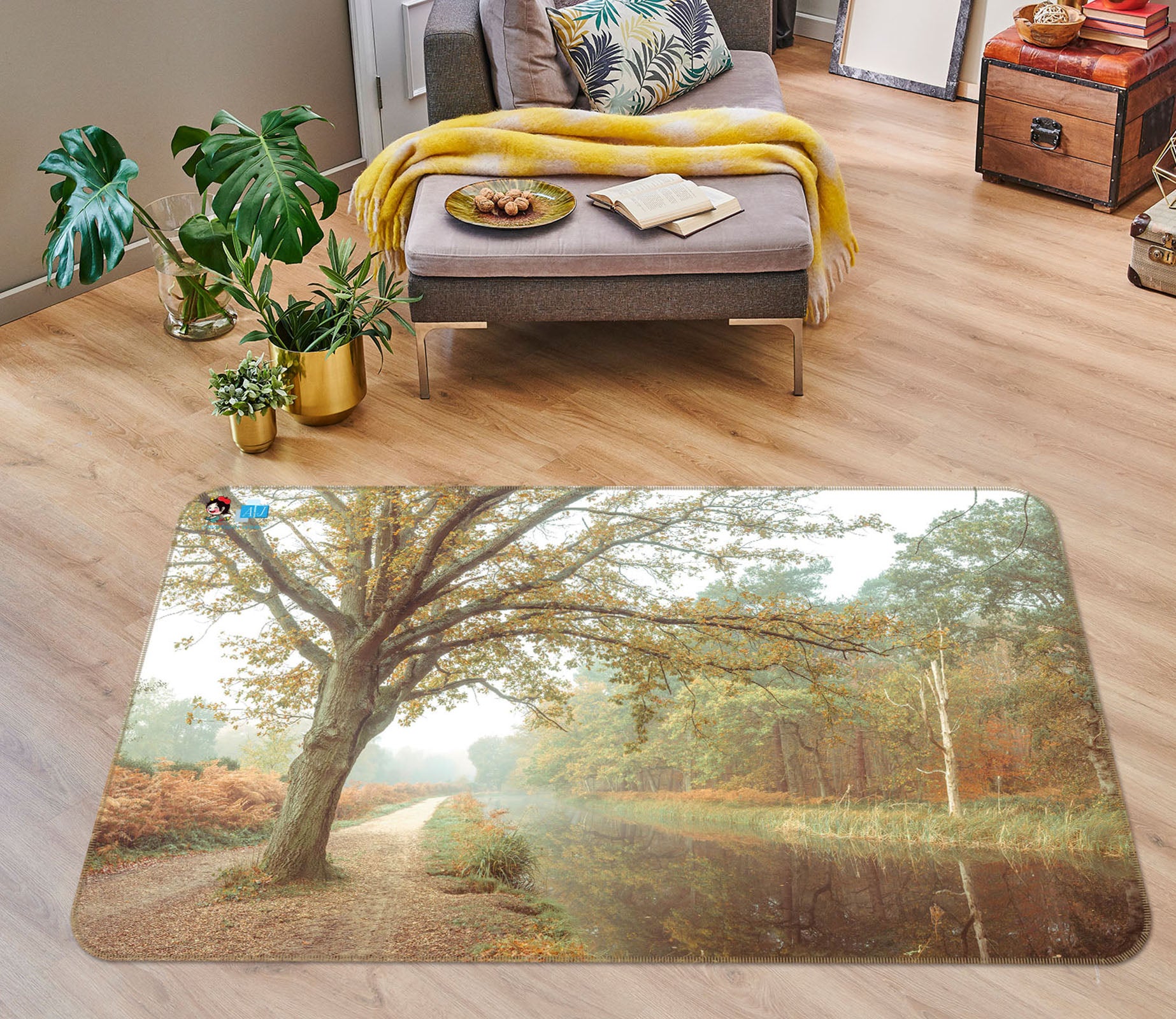 3D Trees Lawn 6744 Assaf Frank Rug Non Slip Rug Mat