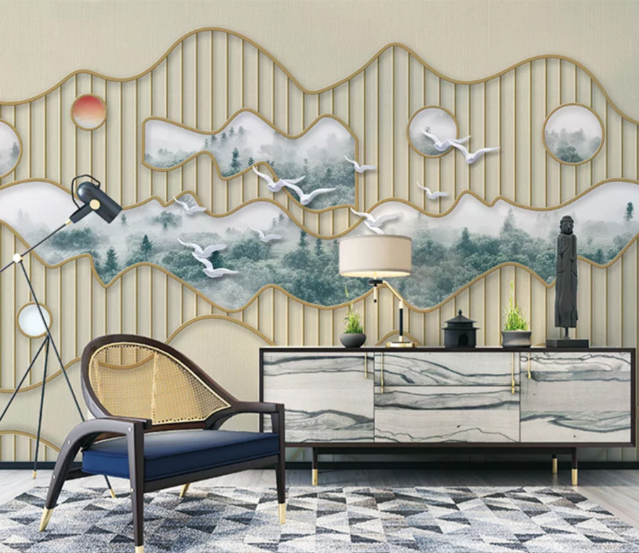 3D Pigeon Forest WC2134 Wall Murals