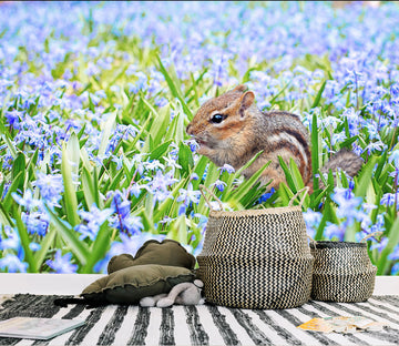 3D Flower Squirrel 148 Wall Murals