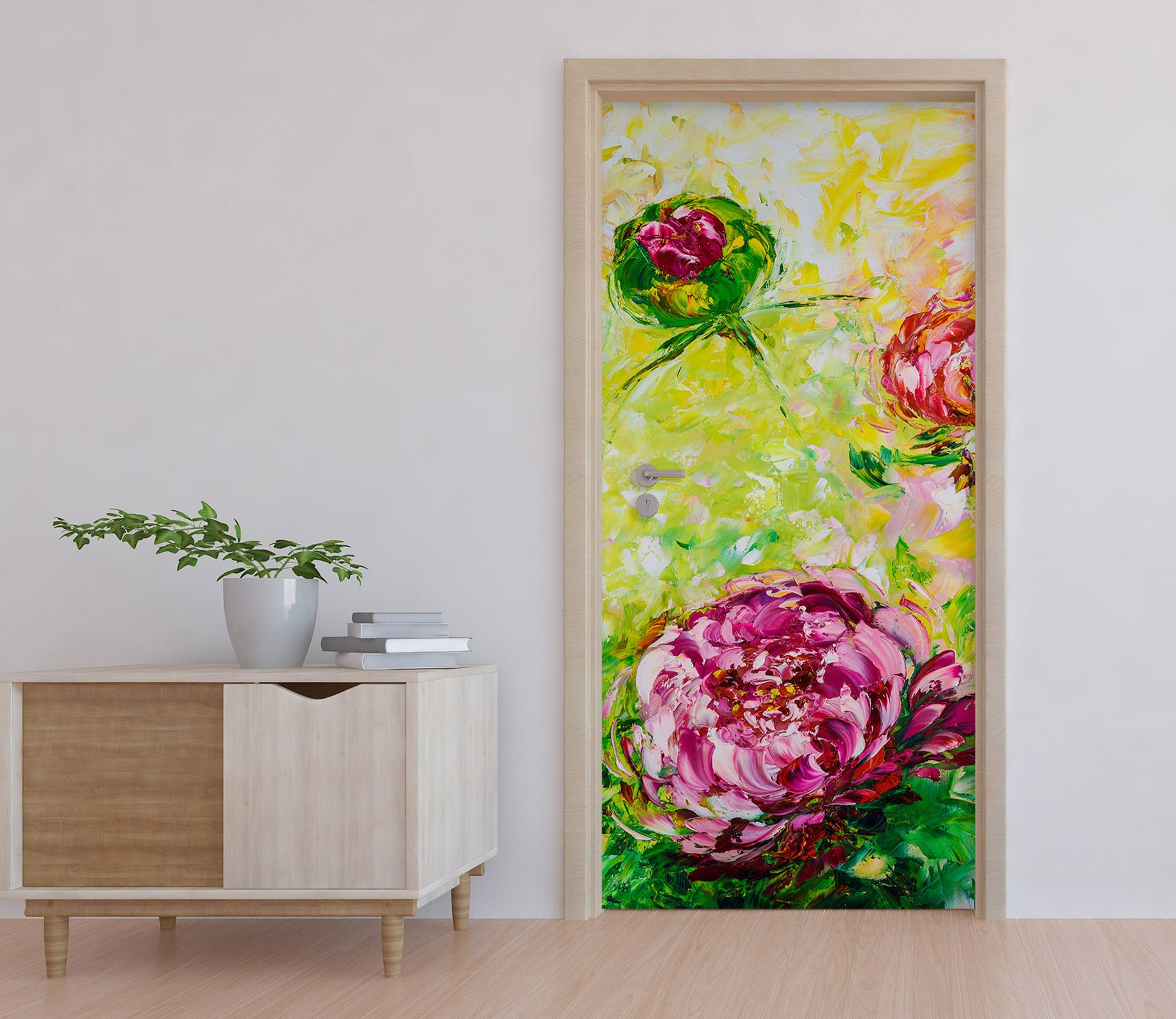 3D Red Peony 3261 Skromova Marina Door Mural