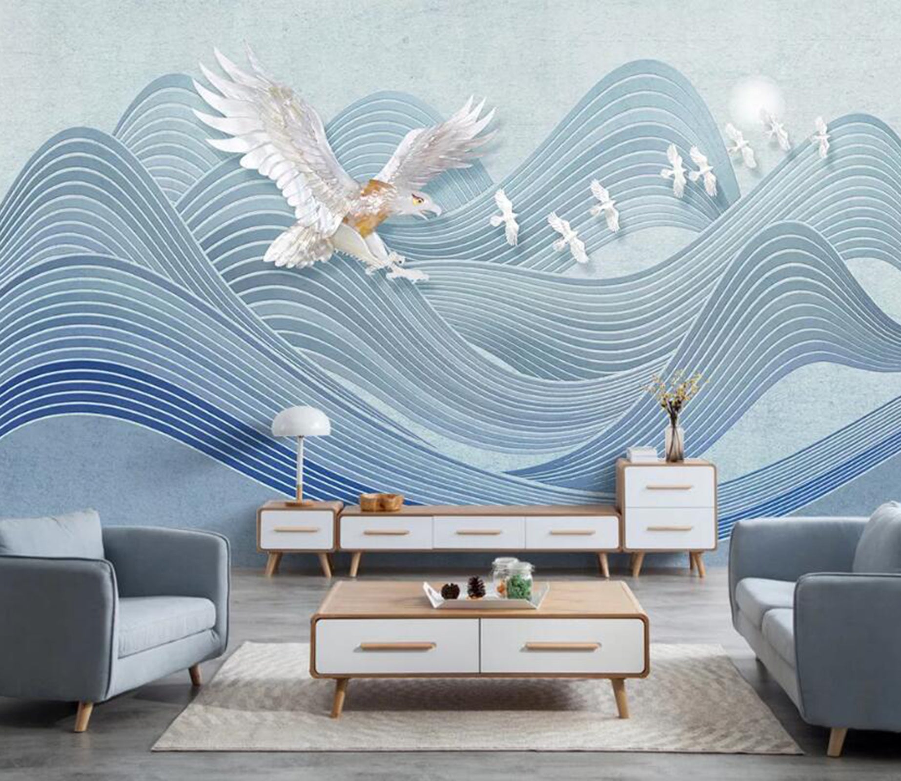 3D Eagle Spreading Wings WC54 Wall Murals Wallpaper AJ Wallpaper 2 