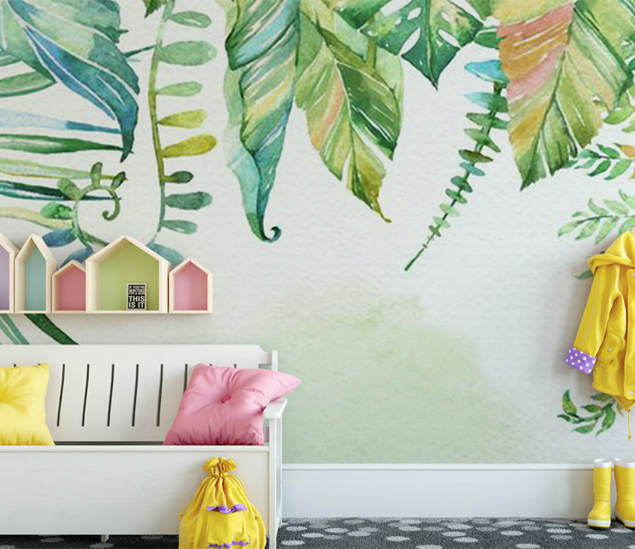 3D Painted Leaves WG084 Wall Murals