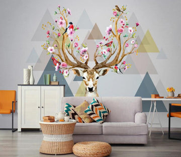 3D Deer Antler Flower 479 Wall Murals