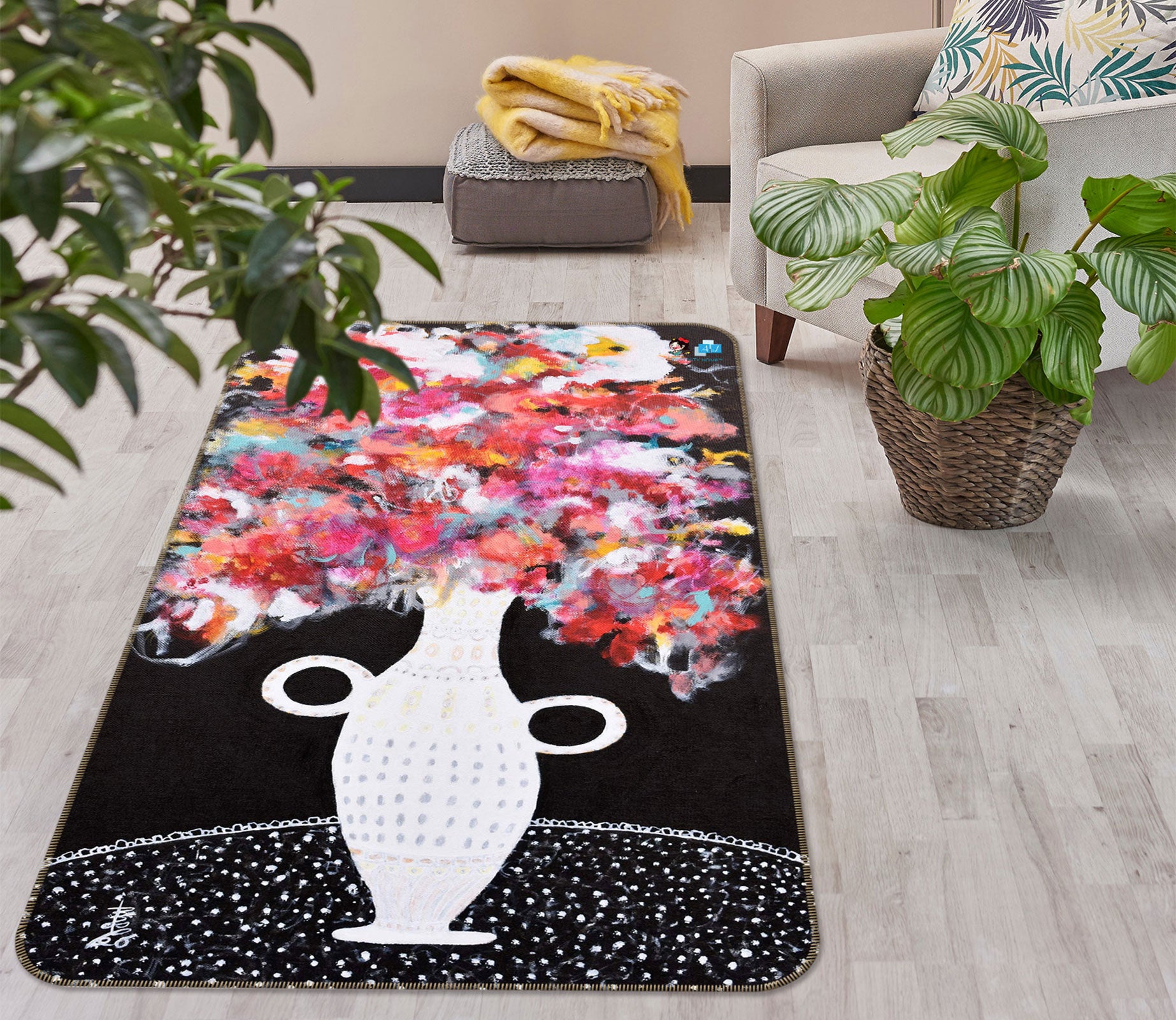 3D Vase Flowers 123178 Misako Chida Rug Non Slip Rug Mat