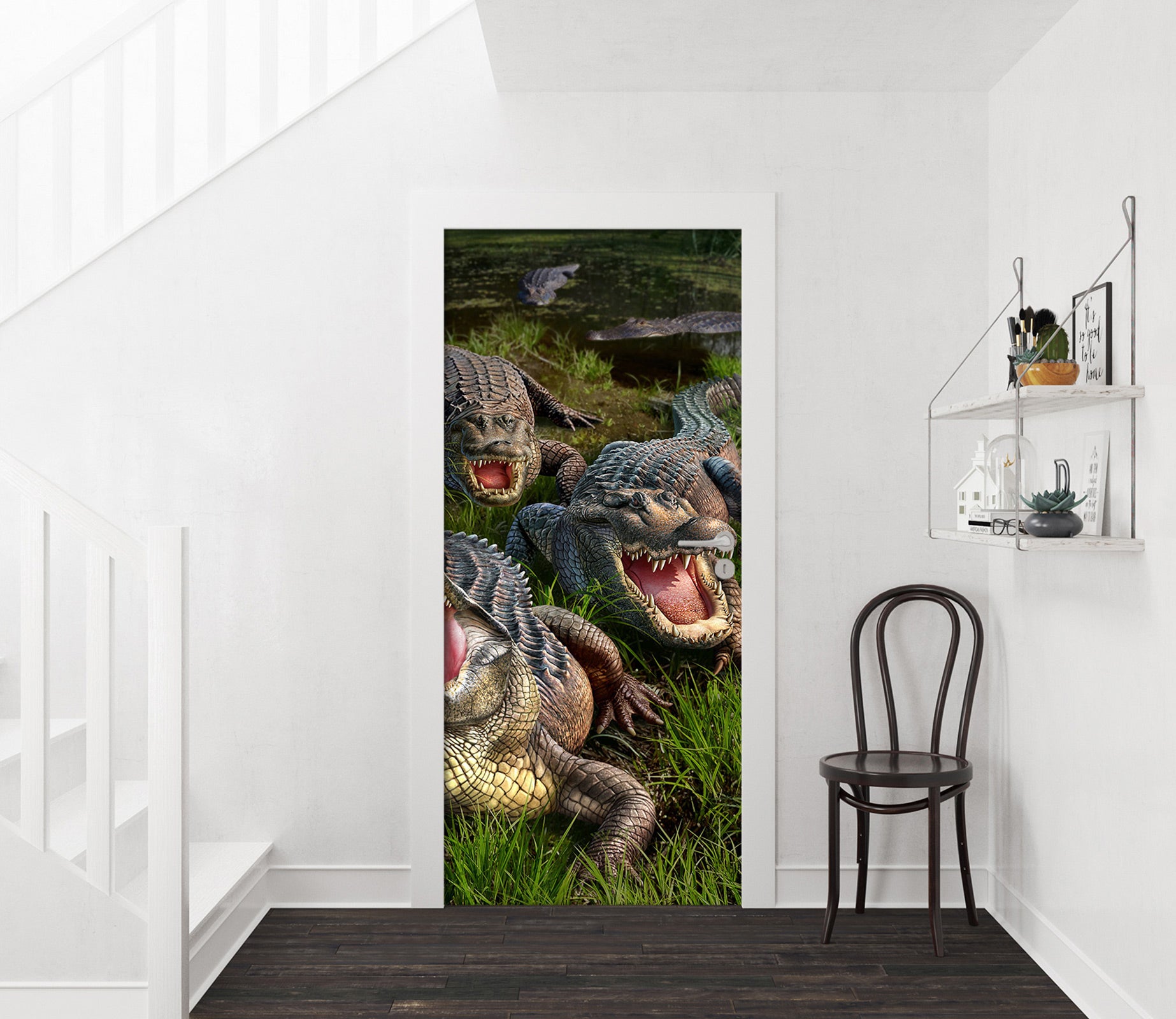 3D Grass Crocodile 112111 Jerry LoFaro Door Mural