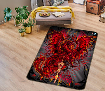 3D Red Dragon 8230 Ruth Thompson Rug Non Slip Rug Mat