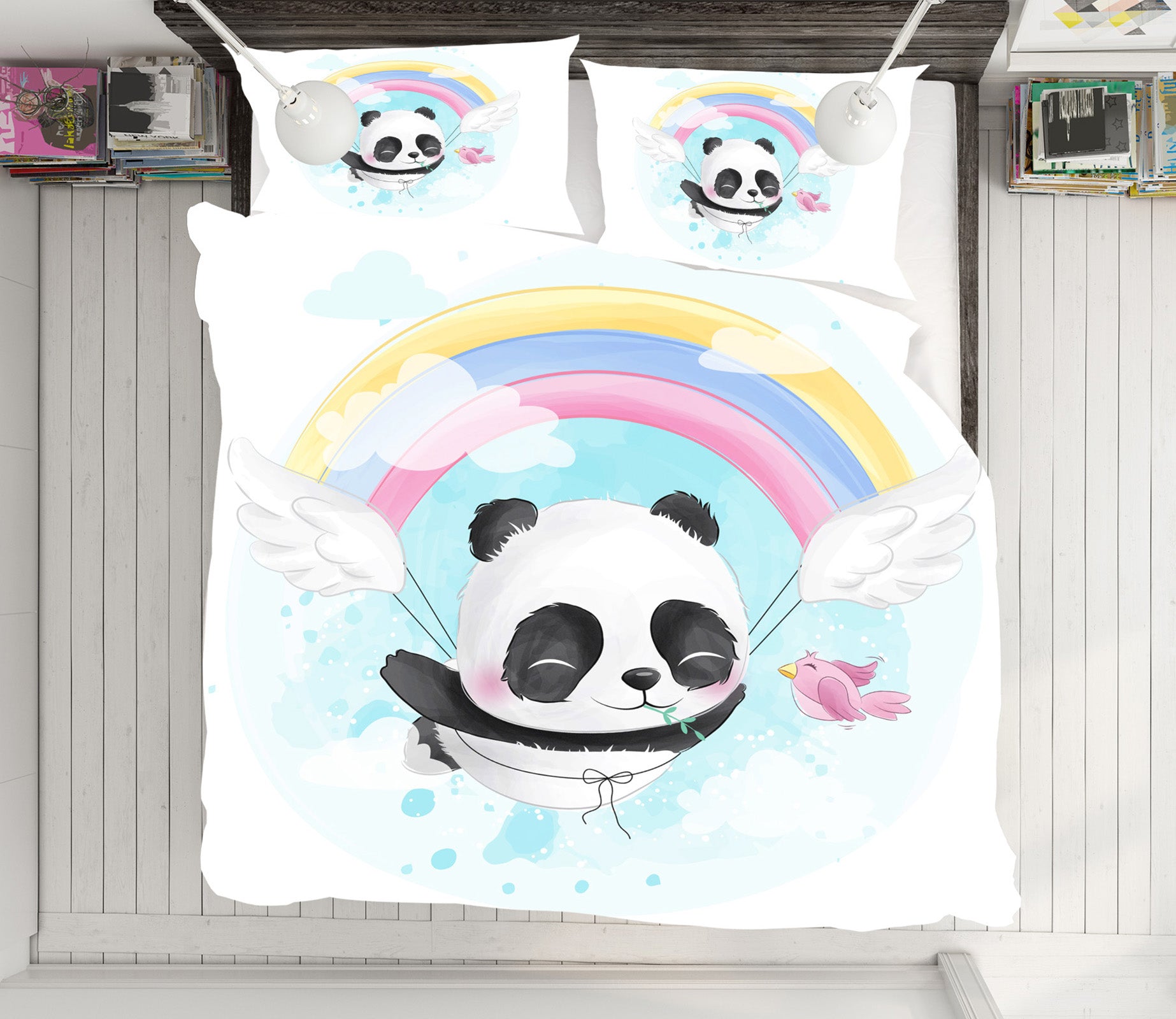 3D Rainbow Panda 67027 Bed Pillowcases Quilt