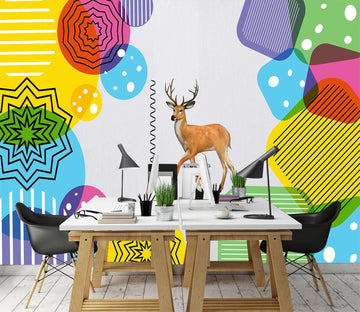 3D Colored Squares Deer 552 Wallpaper AJ Wallpaper 2 