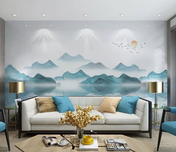 3D Blue Stone Lake WC2332 Wall Murals