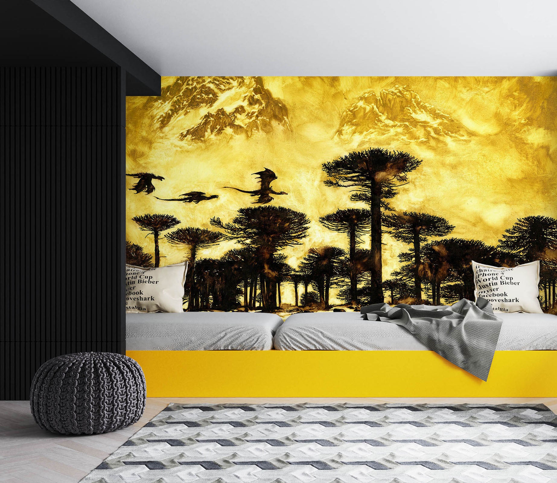 3D Forest Dragon Shadow 7059 Ciruelo Wall Mural Wall Murals