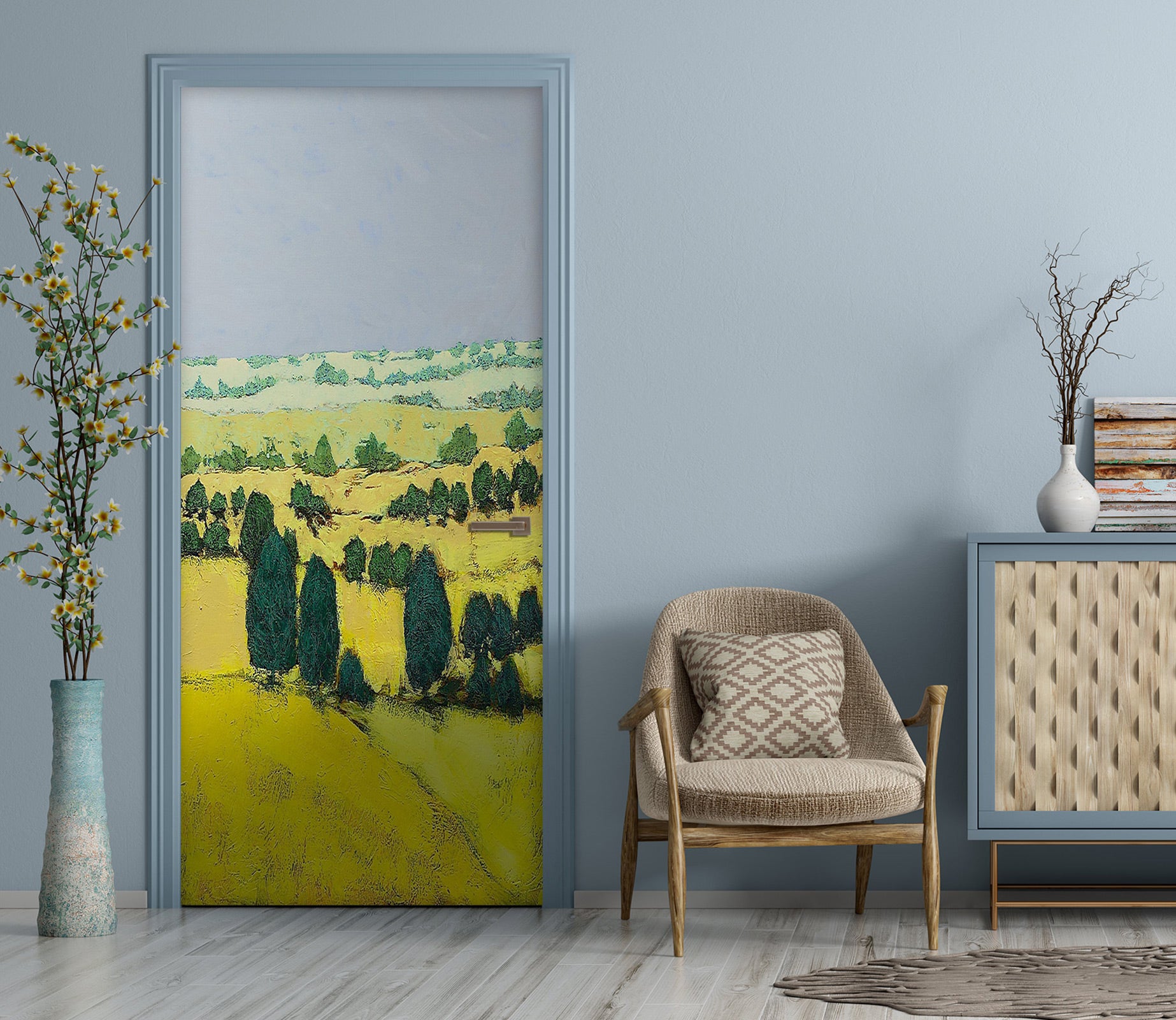 3D Yellow Field Trees 9303 Allan P. Friedlander Door Mural