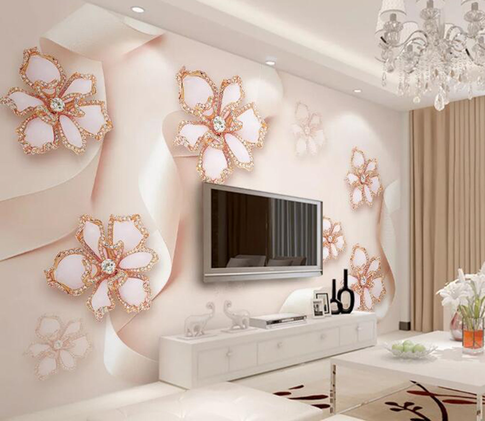 3D Diamond Petals WG85 Wall Murals Wallpaper AJ Wallpaper 2 