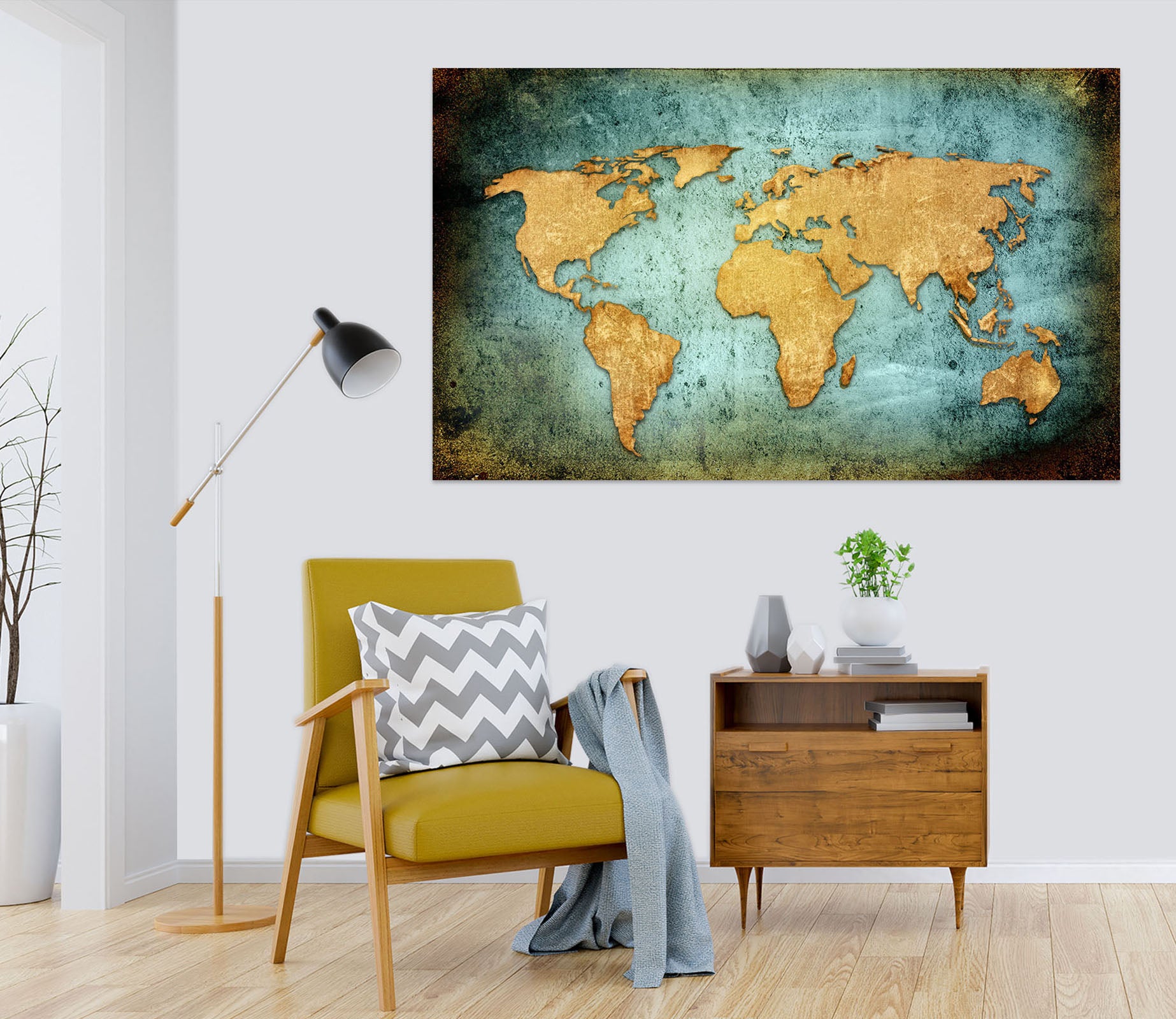 3D Abstract Pattern 119 World Map Wall Sticker