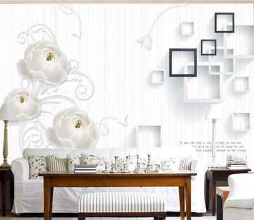 3D White Flower WC956 Wall Murals