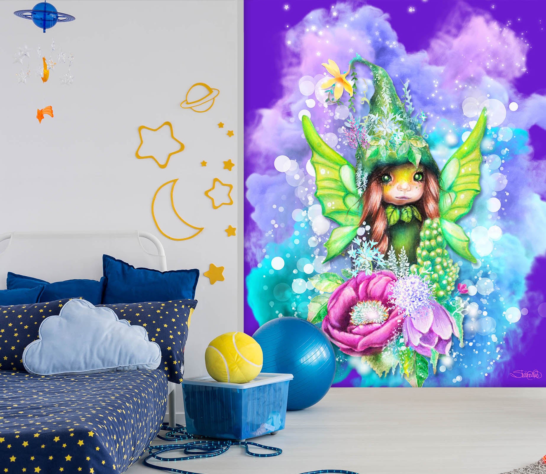 3D Watercolor Flower Fairy 8440 Sheena Pike Wall Mural Wall Murals