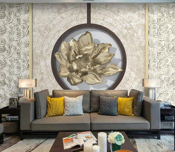 3D Lotus Pattern WC1604 Wall Murals