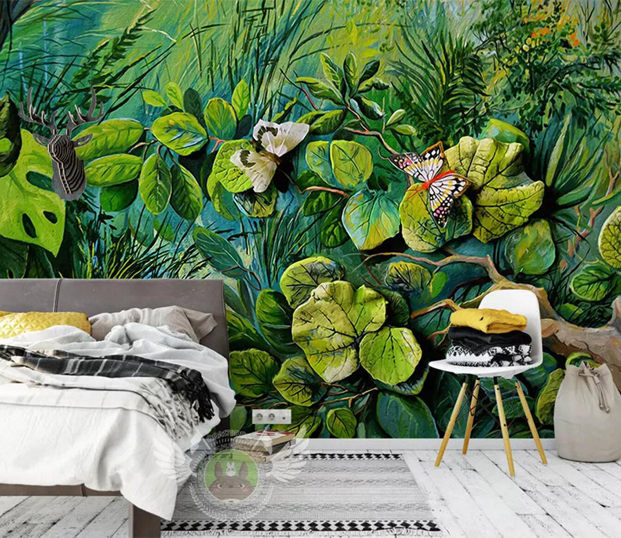 3D Embossed Leaves WC364 Wall Murals