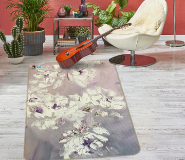 3D White Flower 1147 Skromova Marina Rug Non Slip Rug Mat