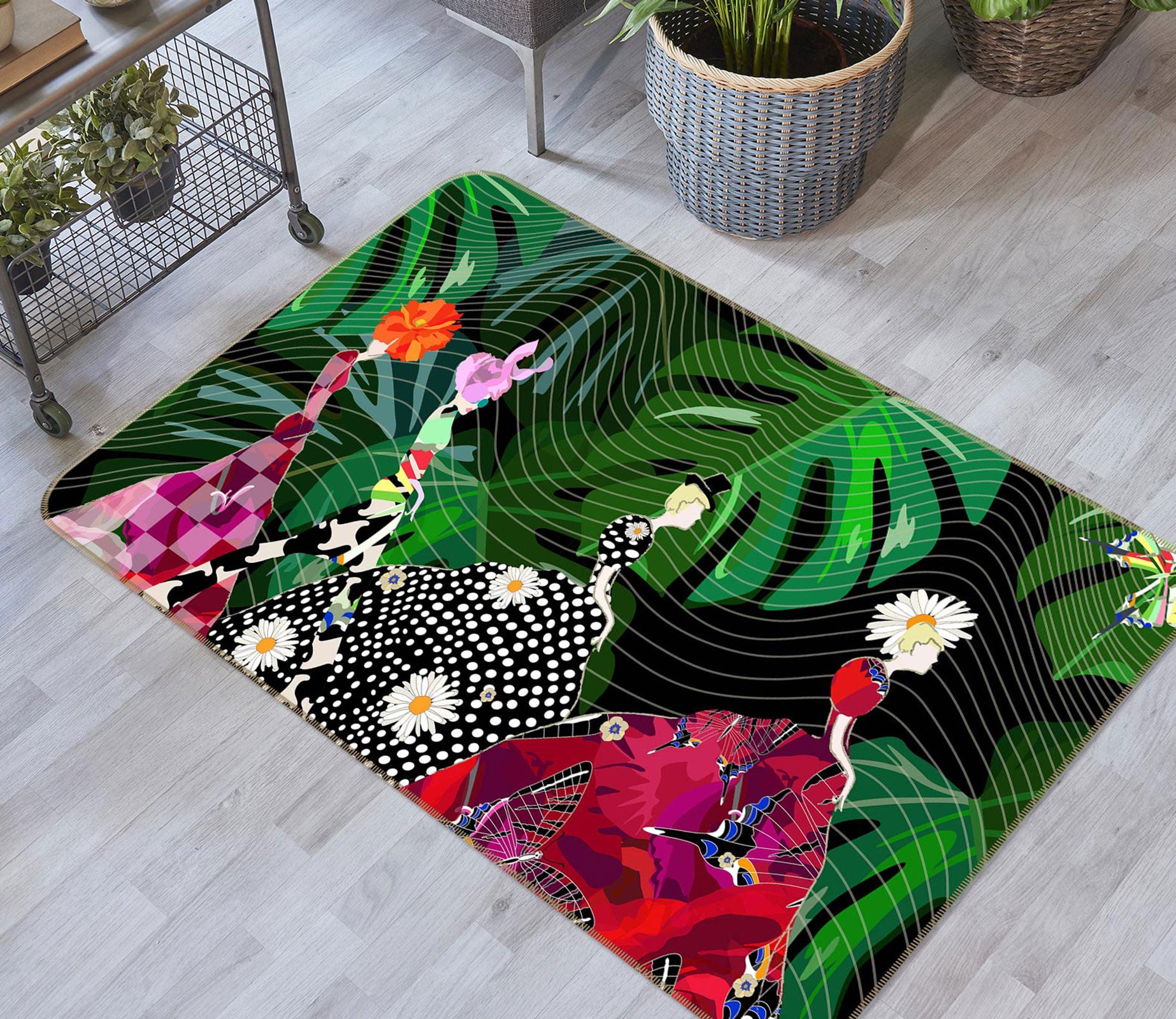 3D Leaf Dress 1031 Non Slip Rug Mat