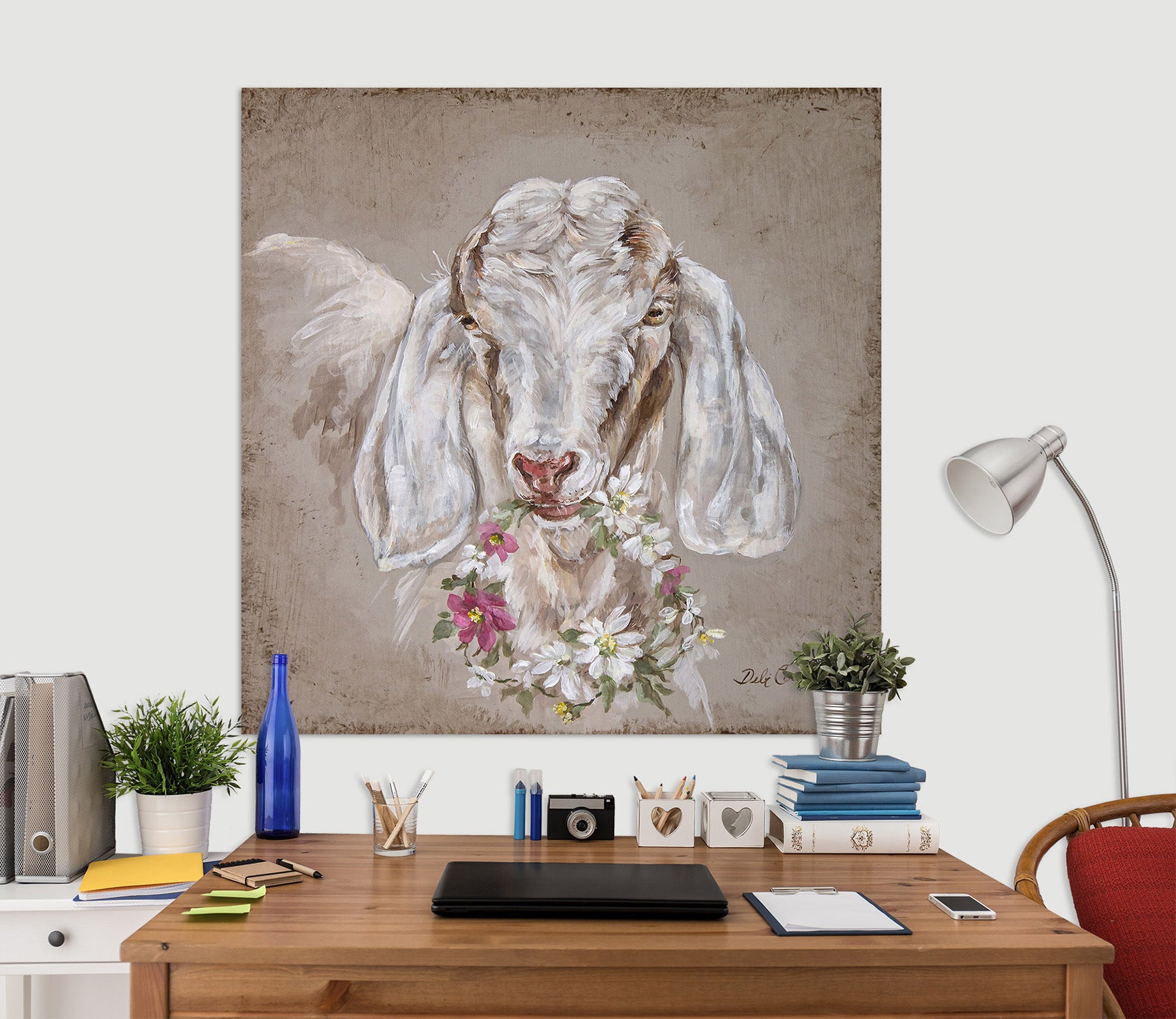 3D Lop-Eared Sheep Wreath 065 Debi Coules Wall Sticker