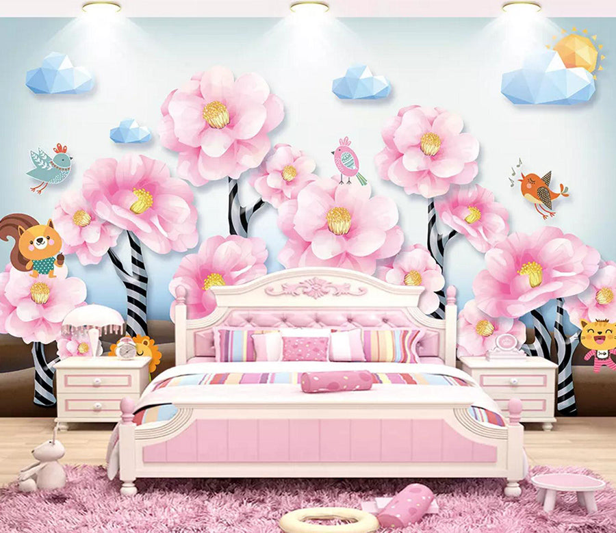 3D Flower Forest Lion WC674 Wall Murals