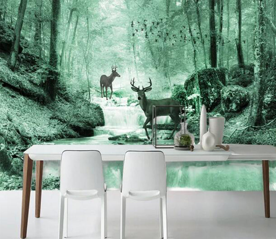 3D River Fawn WC1062 Wall Murals