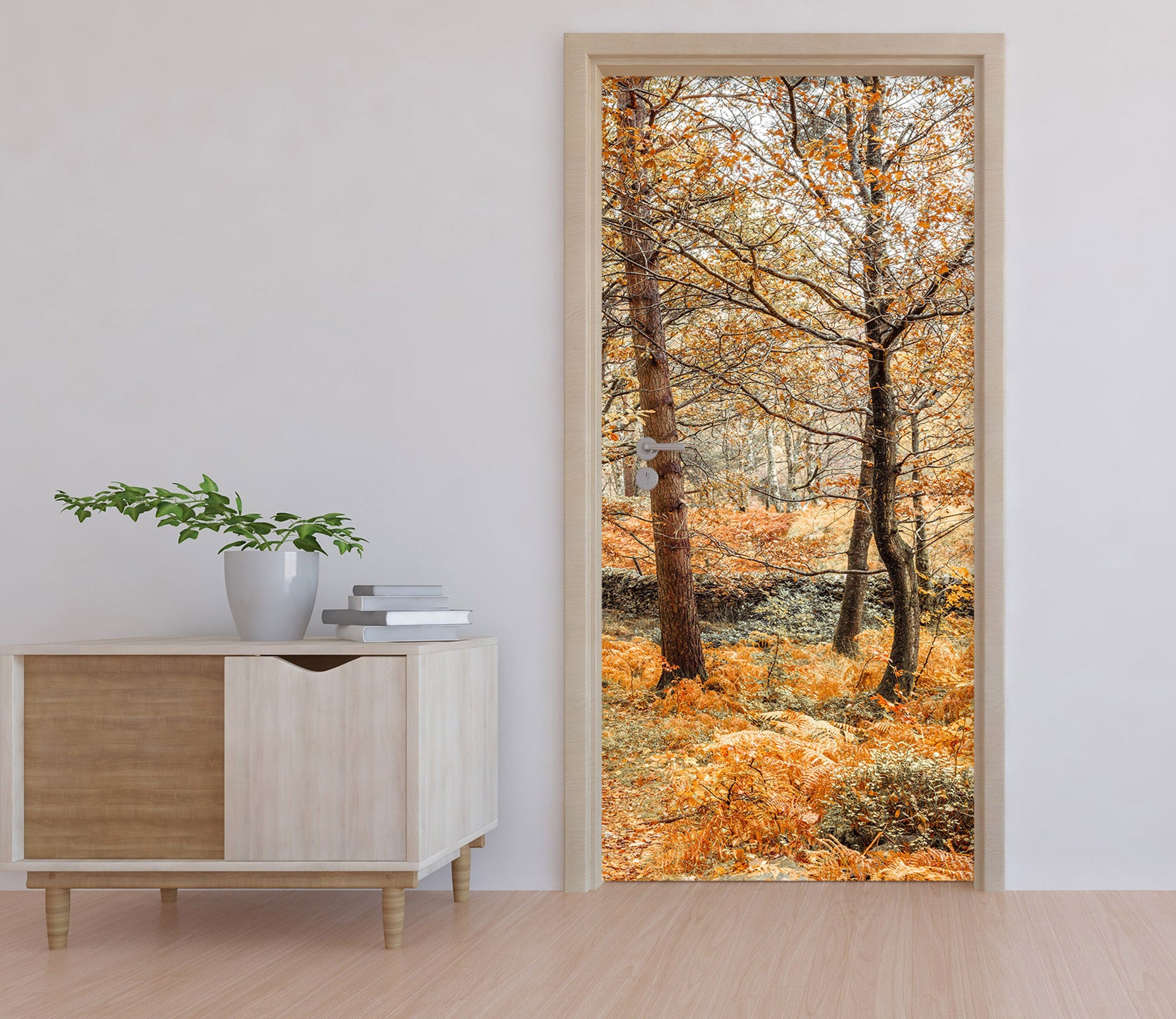 3D Autumn Meadow Trees 10205 Assaf Frank Door Mural