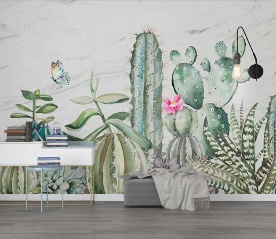 3D Cactus Butterfly WC1055 Wall Murals